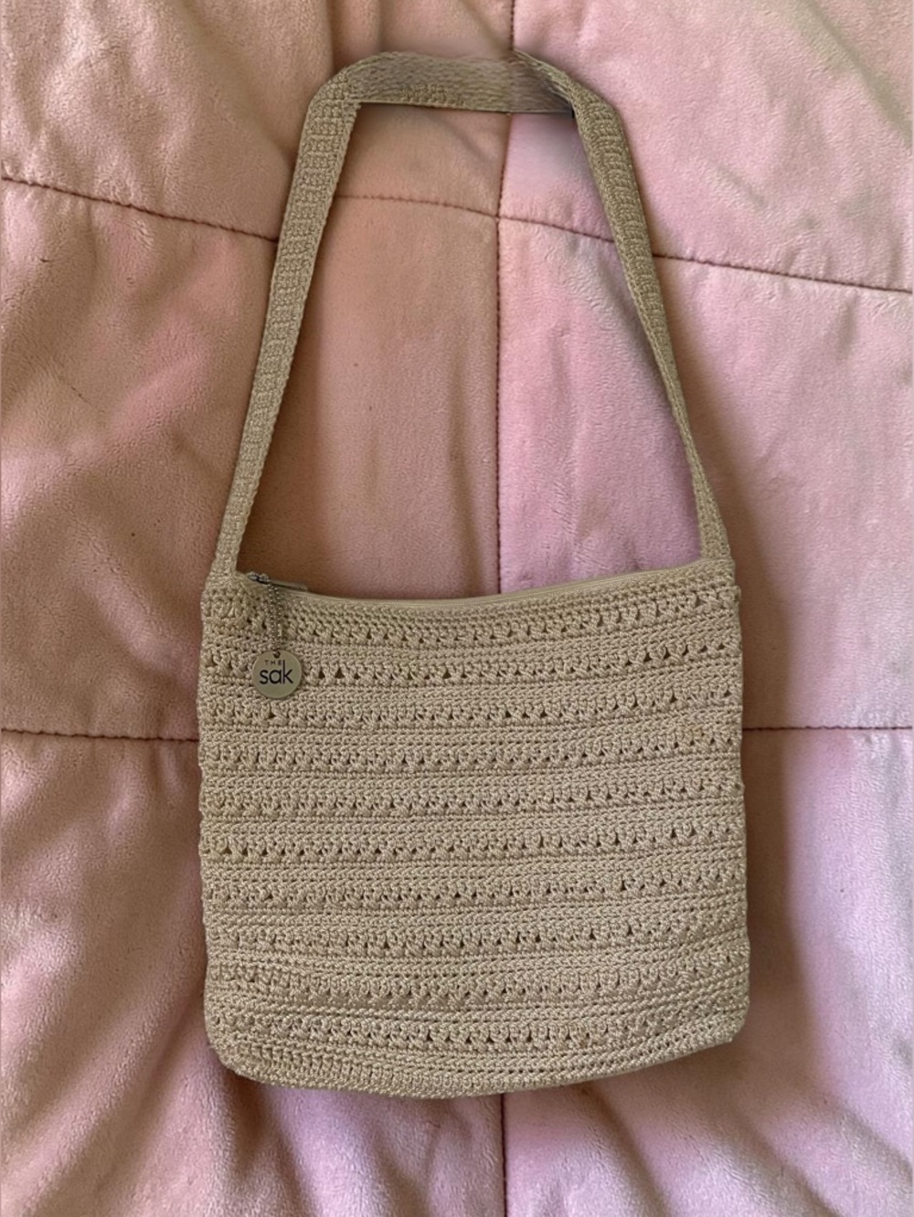 The Sak Cream Crochet Shoulder Bag NEW
